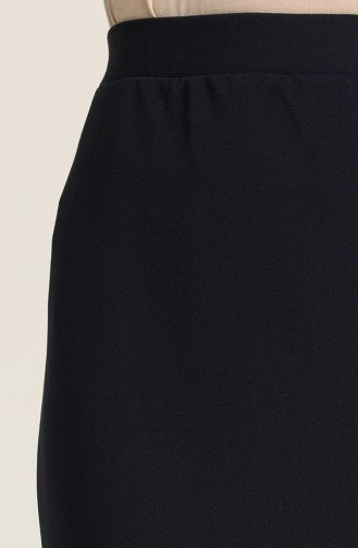 Elastic Waist Pencil Skirt 1033-04 Navy Blue 1033-04