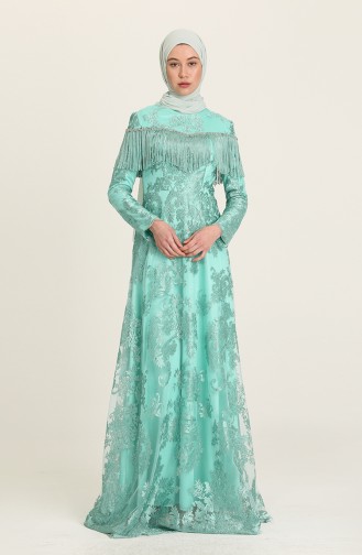 Robe de Soirée detaillé de Pierre 7176-03 Vert Menthe 7176-03