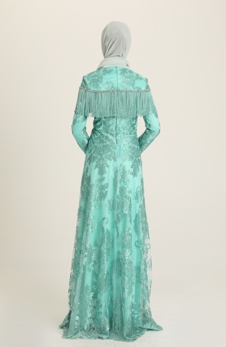 Evening Dress with Tassel and Stones 7176-03 Mint Green 7176-03