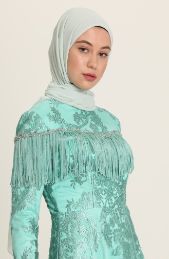 Robe de Soirée detaillé de Pierre 7176-03 Vert Menthe 7176-03