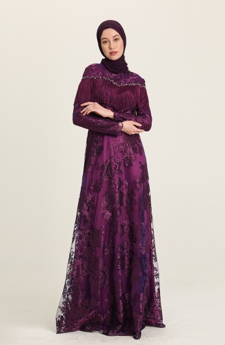 Robe de Soirée detaillé de Pierre 7176-01 Pourpre 7176-01