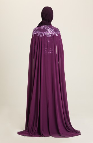 Scale Detailed Evening Dress 7228-03 Purple 7228-03