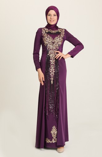 Purple İslamitische Avondjurk 7621-02