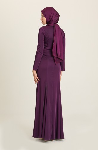 Purple Hijab Evening Dress 7621-02