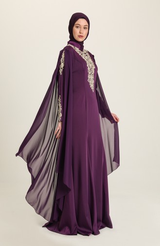 Guipure Evening Dress 8244-02 Purple 8244-02