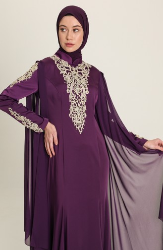 Guipure Evening Dress 8244-02 Purple 8244-02