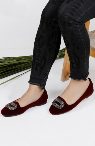 Dark Claret Red Woman Flat Shoe 0189-11