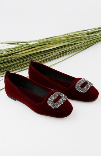 Dark Claret Red Women`s Flats 0189-11