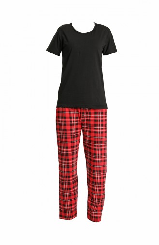 Akbeniz Kadın 100 Pamuk Penye Kısa Kol Pijama Takım 3467 Siyah