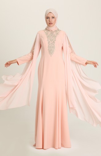 Lachsrosa Hijab-Abendkleider 8244-03
