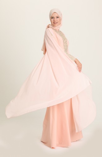 Lachsrosa Hijab-Abendkleider 8244-03