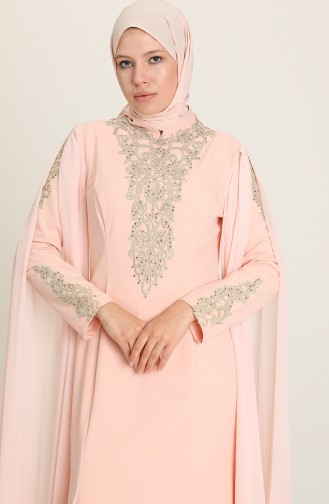 Lachsrosa Hijab-Abendkleider 8244-03