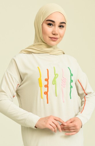 Aerobin Kumaş Biyeli Bluz 55630-06 Taş