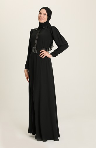 Schwarz Hijab-Abendkleider 61738-07