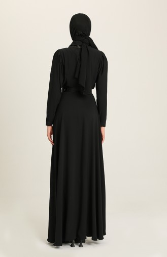 Black Hijab Evening Dress 61738-07