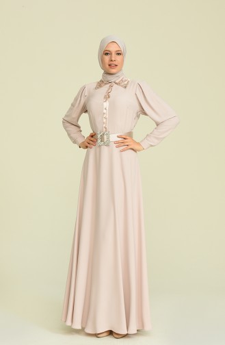 Beige Hijab-Abendkleider 61738-08