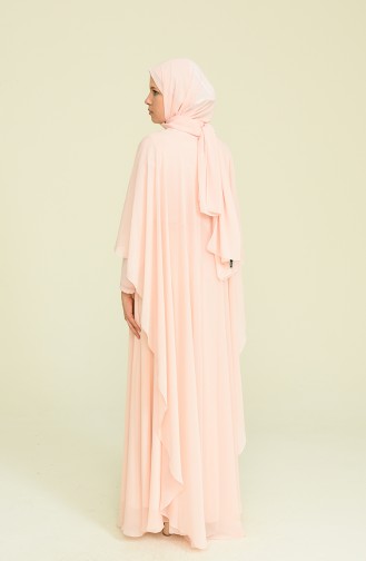 Powder Hijab Evening Dress 9202-05