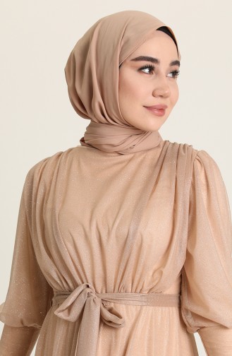 Beige İslamitische Avondjurk 5367-27