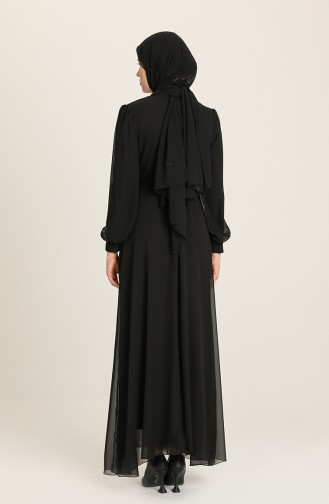 Black Hijab Evening Dress 5695-01