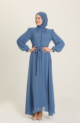 Indigo Hijab-Abendkleider 5695-03
