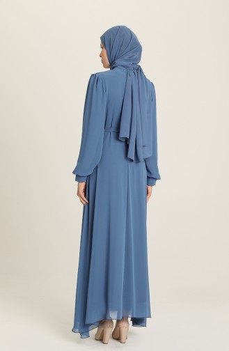 Indigo Hijab Evening Dress 5695-03
