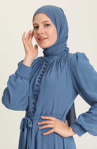 Indigo Hijab-Abendkleider 5695-03