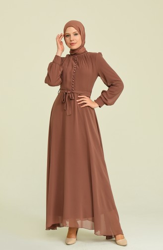 Habillé Hijab Couleur Brun 5695-04