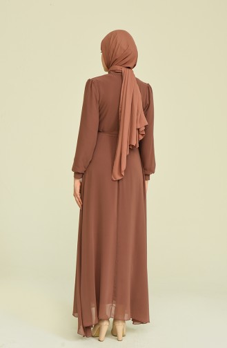 Brown Hijab Evening Dress 5695-04