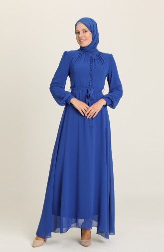 Saxe Hijab Evening Dress 5695-06