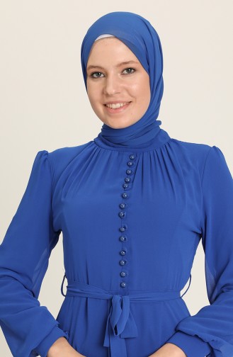 فساتين سهرة بتصميم اسلامي أزرق 5695-06
