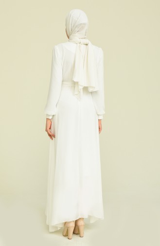White Hijab Evening Dress 5695-07