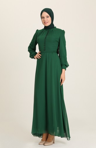 Emerald Green Hijab Evening Dress 5695-09