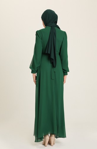 فساتين سهرة بتصميم اسلامي أخضر زمردي 5695-09