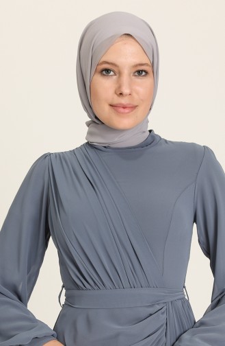 Anthracite Hijab Evening Dress 5711-01