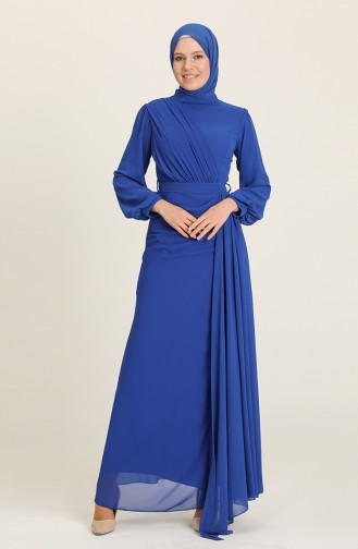 Saks-Blau Hijab-Abendkleider 5711-02