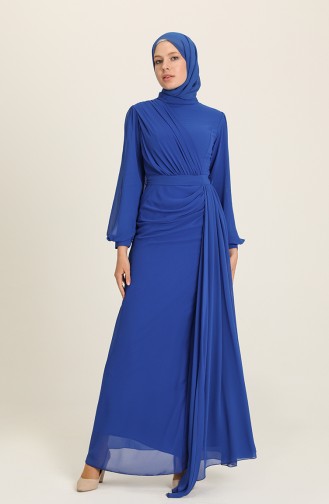 Saks-Blau Hijab-Abendkleider 5711-02