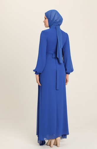 Saxe Hijab Evening Dress 5711-02