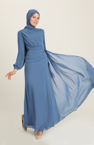 Indigo Hijab-Abendkleider 5711-03