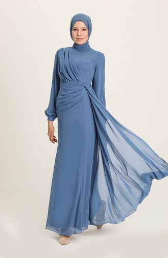 Indigo Hijab Evening Dress 5711-03