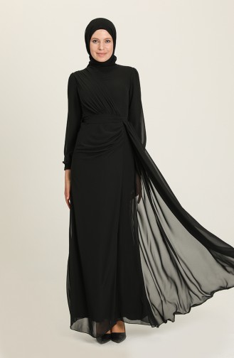 Black Hijab Evening Dress 5711-05