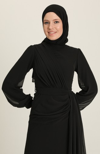 Black Hijab Evening Dress 5711-05