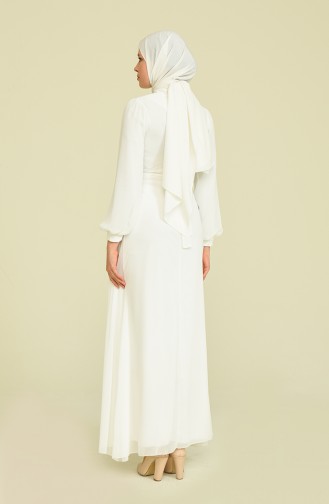 Weiß Hijab-Abendkleider 5711-08