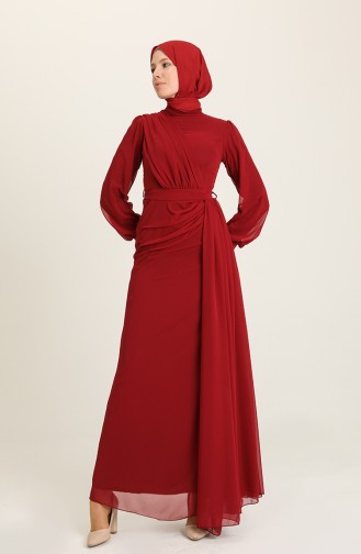 Weinrot Hijab-Abendkleider 5711-09