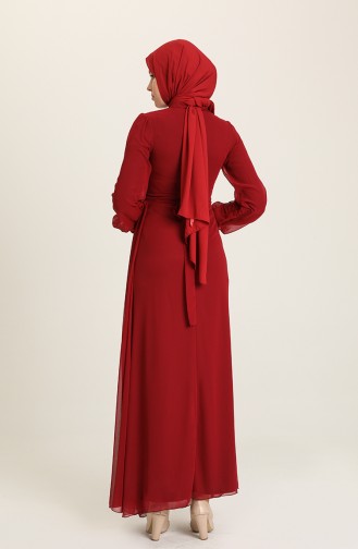 Claret Red Hijab Evening Dress 5711-09