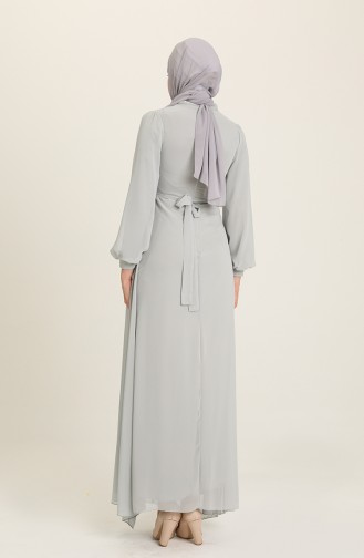 Gray Hijab Evening Dress 5711-10