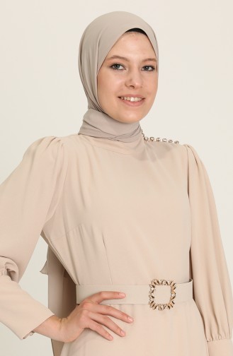 Beige Hijab-Abendkleider 61732-01