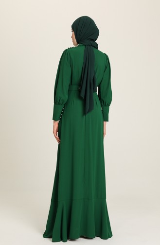 Emerald Green Hijab Evening Dress 61732-02