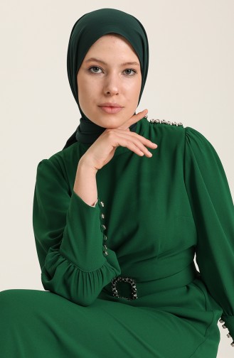 Emerald Green Hijab Dress 61732-02