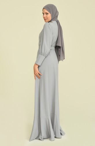 Gray Hijab Evening Dress 61732-04