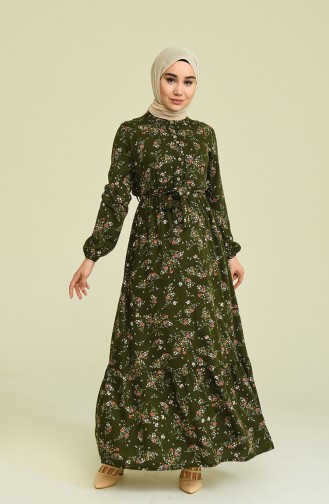 Khaki Hijab Dress 5068-05